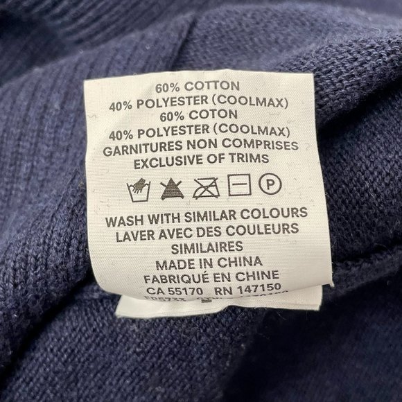 Men's Frank And Oak Ribbed Crew Neck Sweater, Navy Blue, Size L - Picture 8 of 8